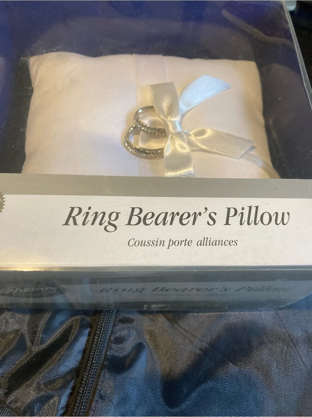 Wilton White Satin Ring Pillow with Ribbon Accent